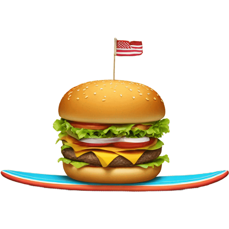 burger on a surfboard emoji