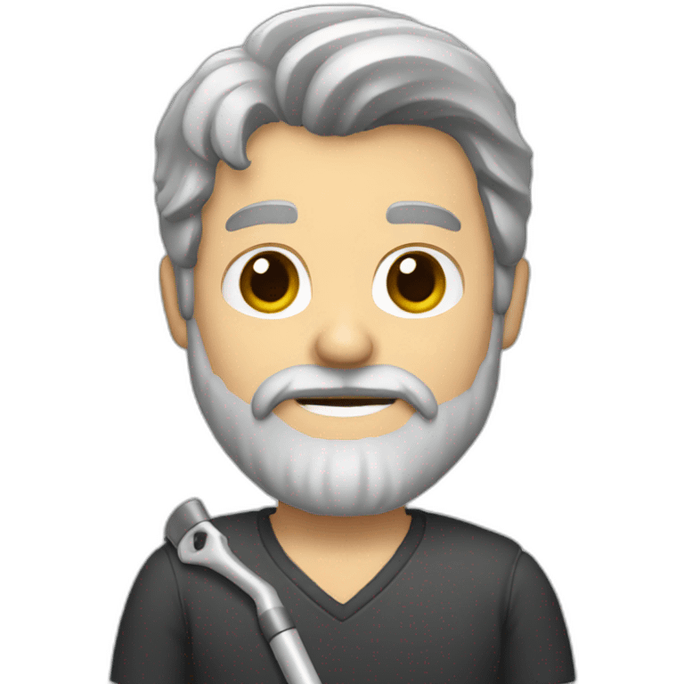 a man with brown and grey hair and a beard with a crutch emoji