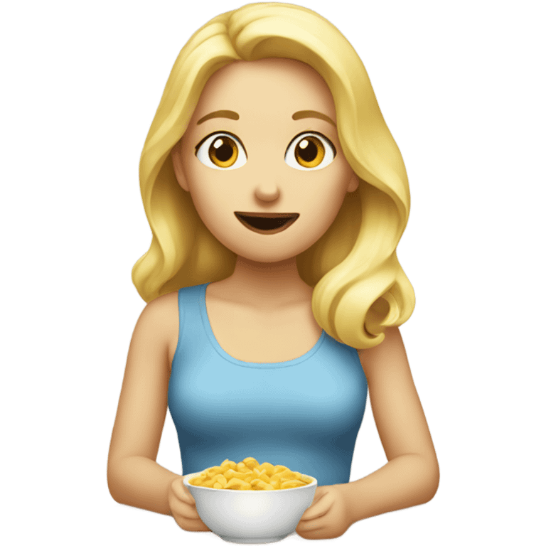 Blonde girl eating  emoji