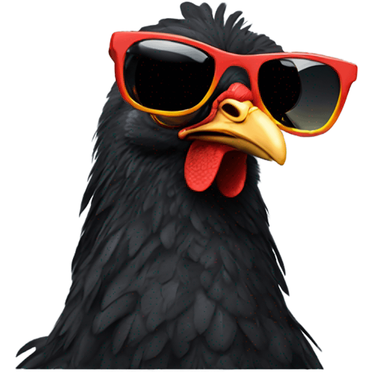 Black chicken with sunglasses  emoji