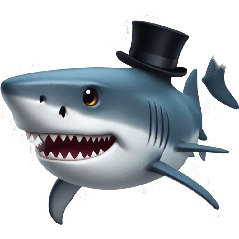 Shark with a top hat emoji