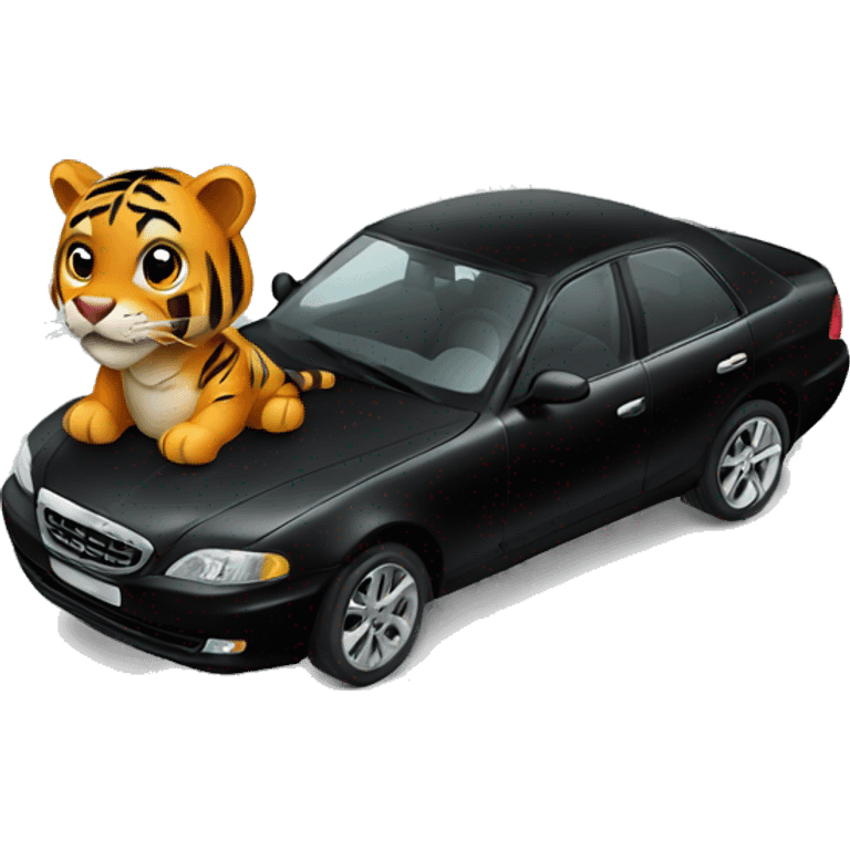 tiger driving black car emoji