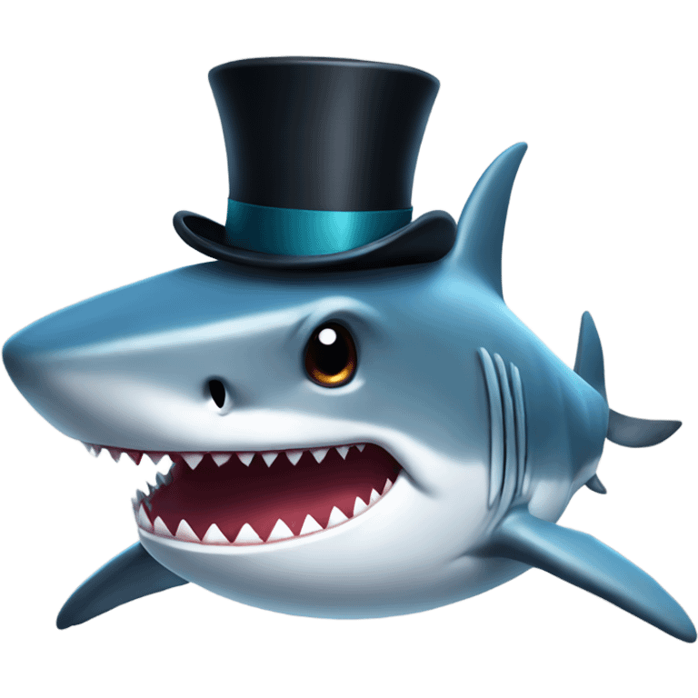 Shark with a top hat emoji