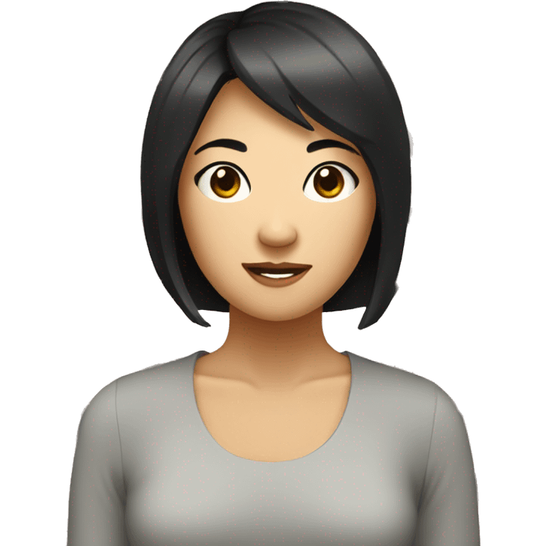 Slim asian woman, round eyewith short black hair emoji