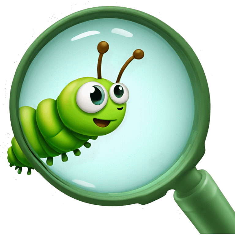 caterpillar magnifying glass emoji