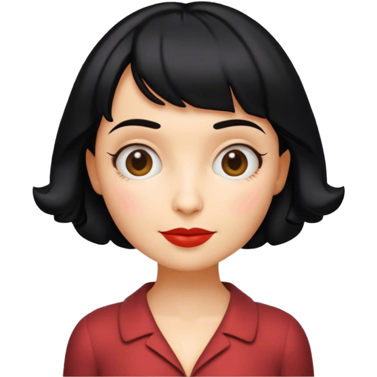 Cinematic Realistic Am√©lie Pop Culture Emoji, featuring a whimsical, charming portrayal inspired by the iconic French film rendered with delicate textures and nostalgic, soft lighting. emoji