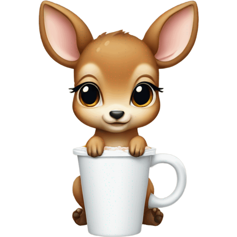 Baby deer with iced coffee emoji