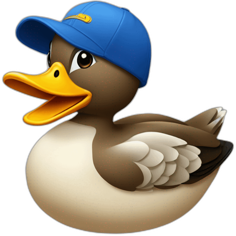 Canard avec casquette a l'envers emoji