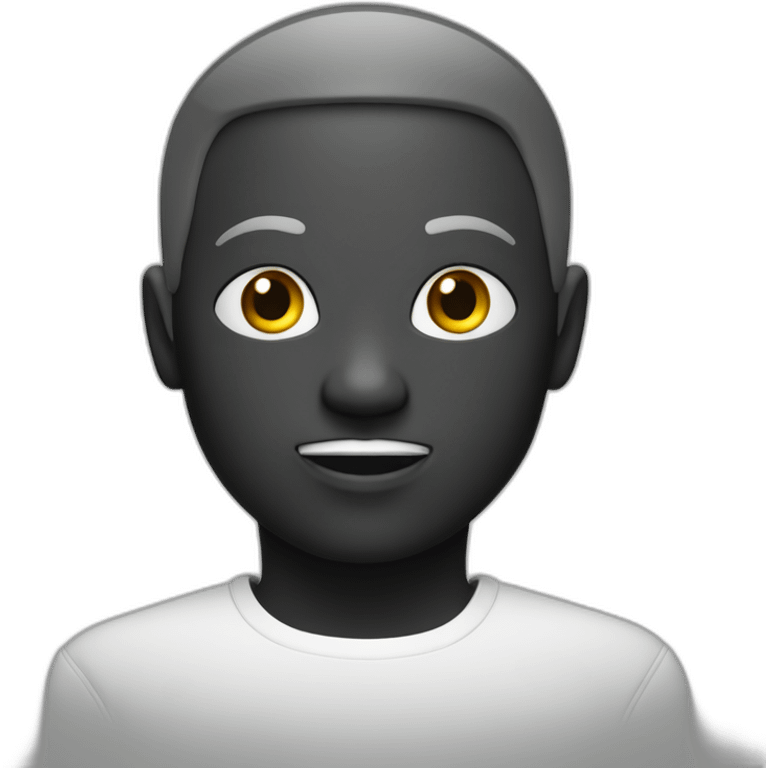 Une personne blanc et noir avec des yeux blancs qui illumine emoji