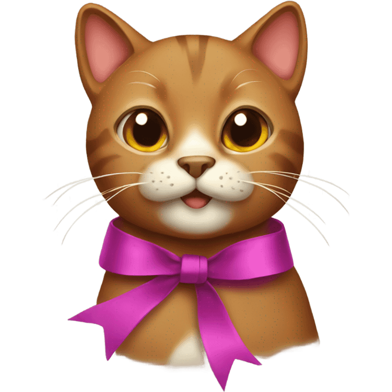 Brown cat with ribbon emoji