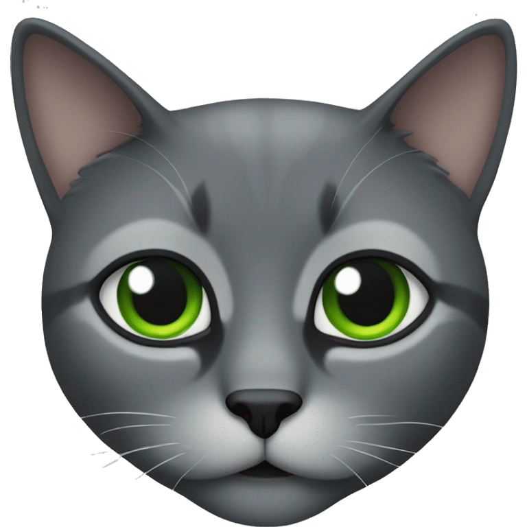 gato gris oscuro con ojos verdes emoji