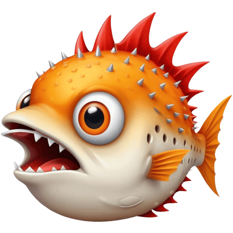 All Orange BlowFish Eyes Facing Forward all Spikes with mouth open and wearing a Arizona Cardinals Hat on the head emoji