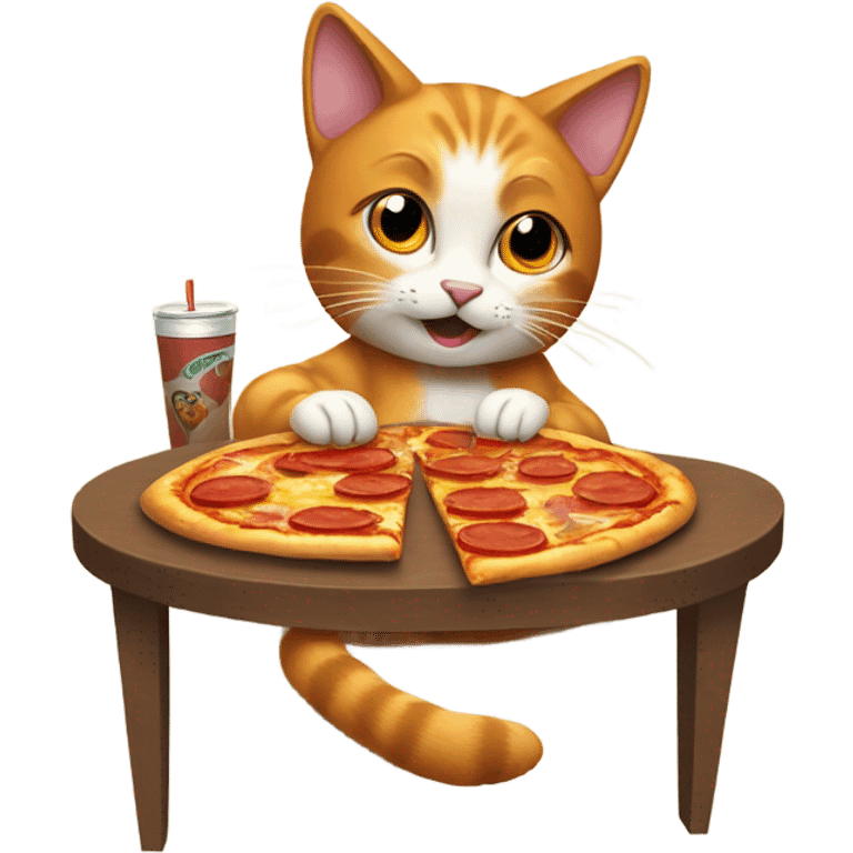 cat eating pizza and hot wings emoji