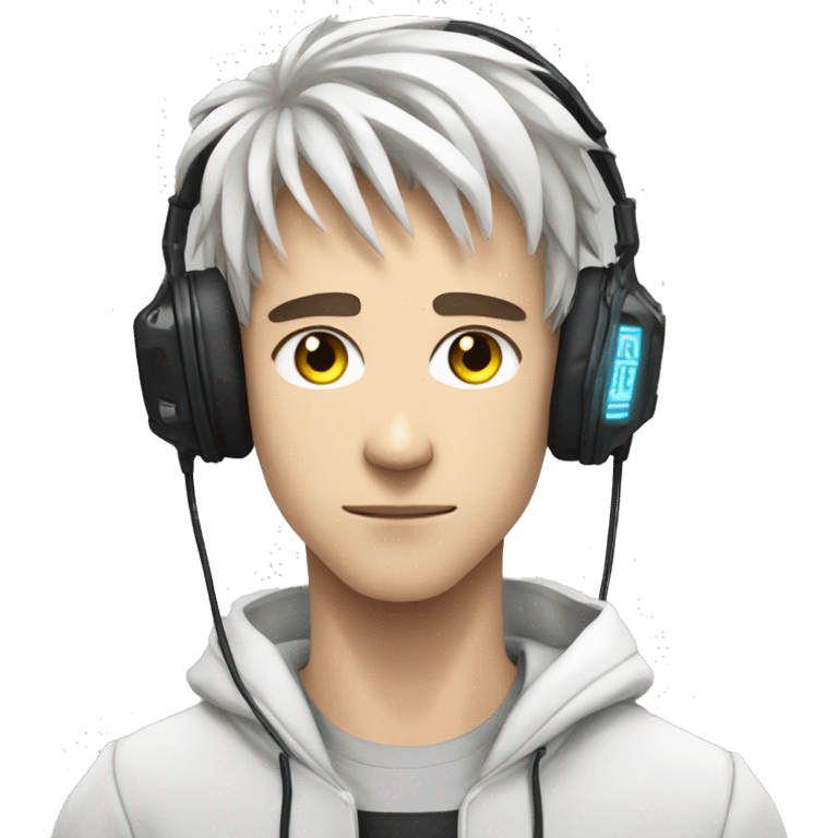 Anime gamer white guy cyberpunk neon  emoji