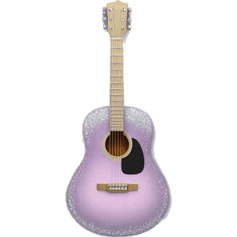 Realistic pastel purple acoustic guitar with sparkly shiny diamonds on it. emoji