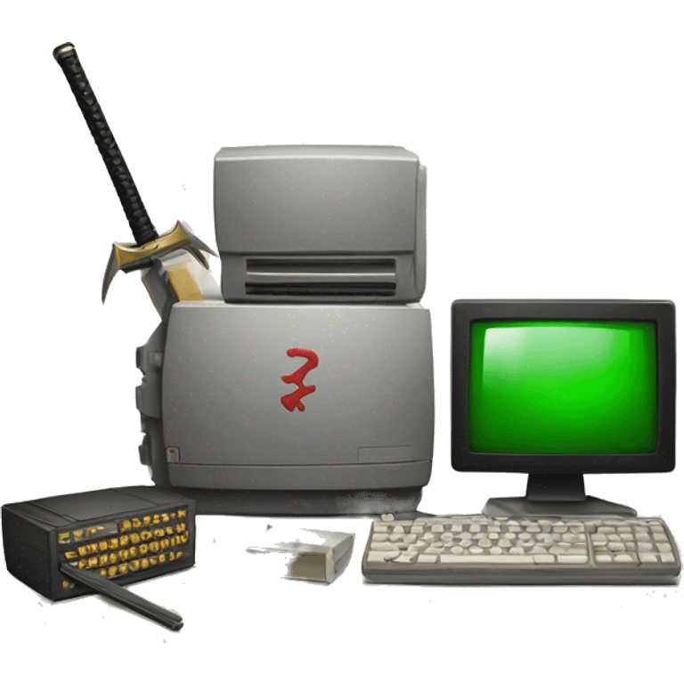 katana and old computer emoji