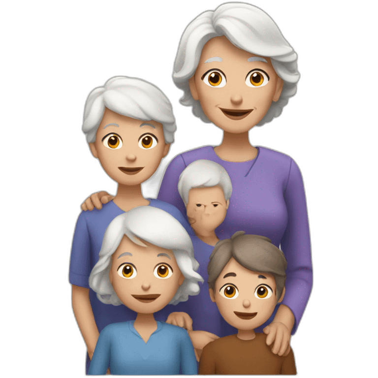 grandmother with white hair and children with brown hair emoji