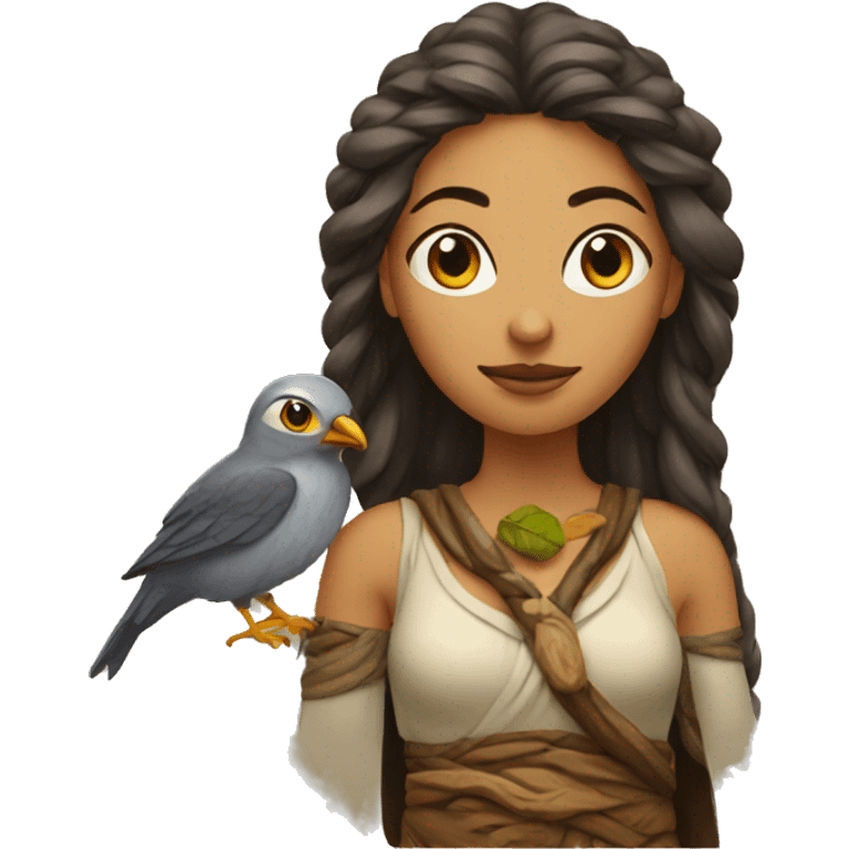 Druid woman with bird emoji