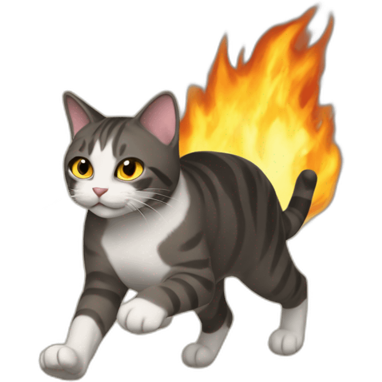 cat walking through hellfire emoji