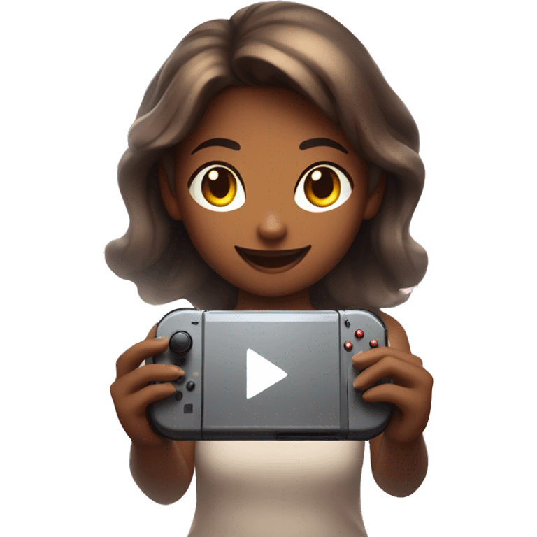 Glowing girl playing nintendo switch emoji