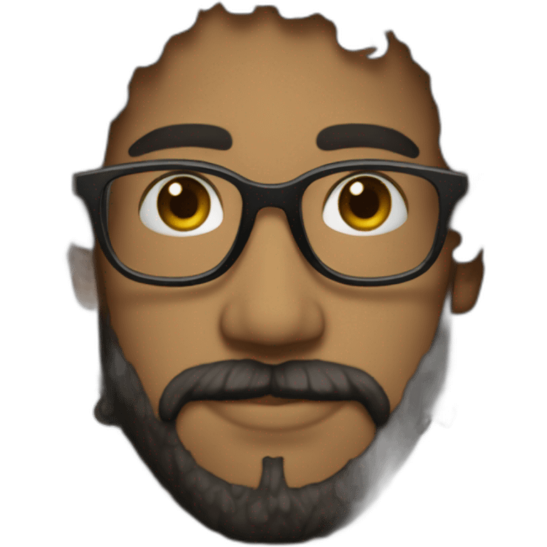 black-curly-long-hair-beard-buff-artist-glasses emoji