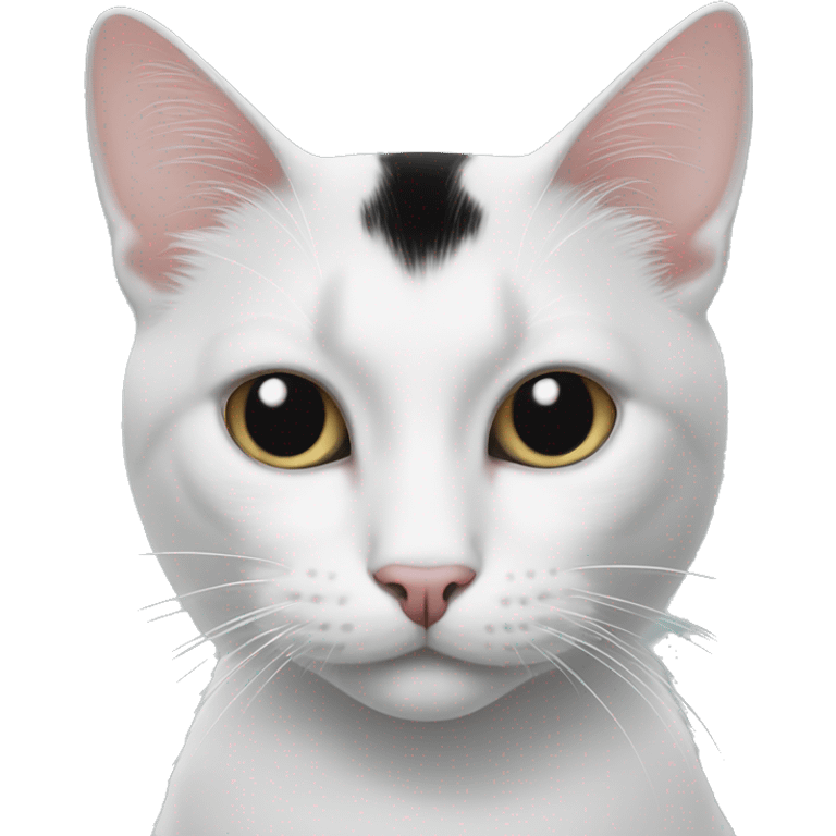 Black and white cat with black dot on face by nose emoji