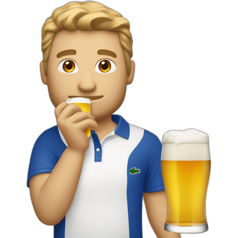 Lacoste white friends man drinking beer with blue polo shirt emoji