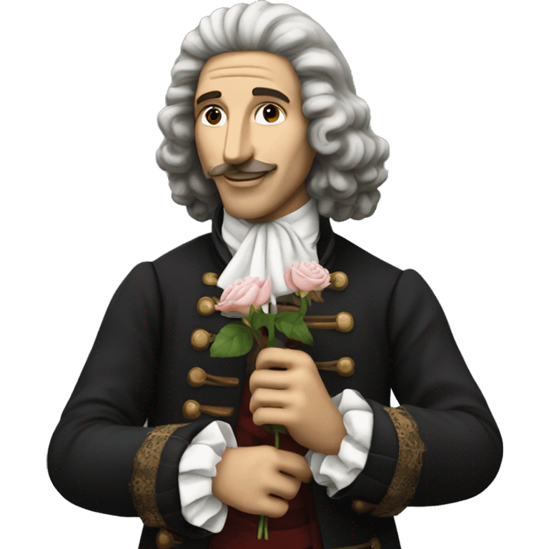 Molière holding a rose in his hand emoji