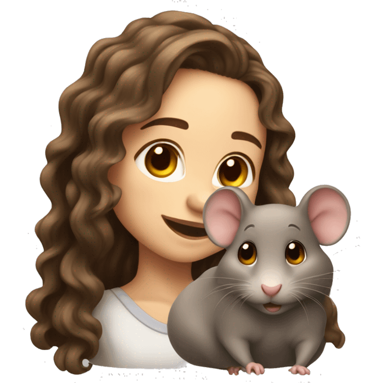 cute girl with long wavy brown hair with two rat emoji