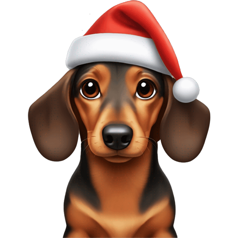 Daschund with a red Santa hat on emoji