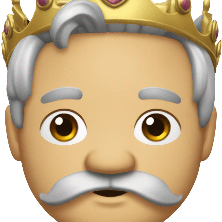 create a emoji of an old chubby man with black hair and black mustache and beard wearing a crown like a king emoji