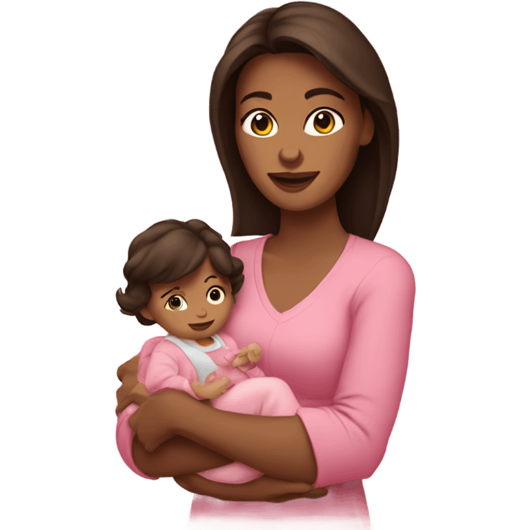 Brunette mother holding baby girl emoji