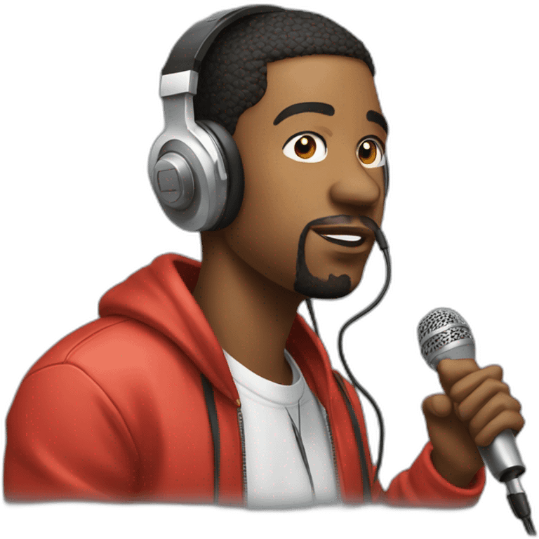 rapper with a mic and a headphone emoji