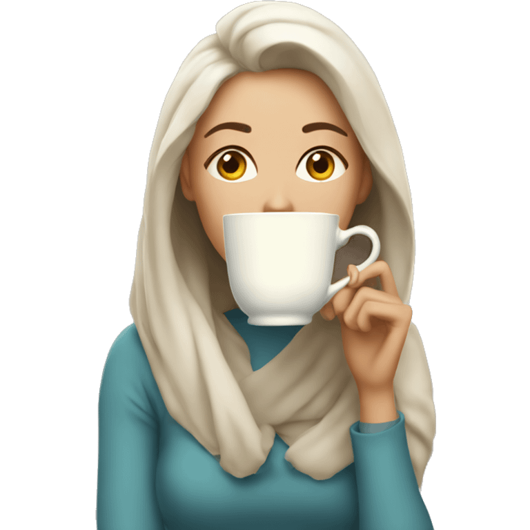 woman sipping tea sly emoji