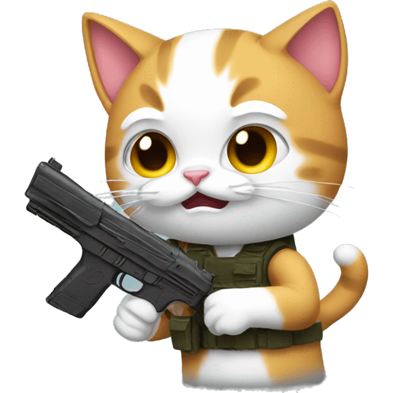 Cat with gun emoji