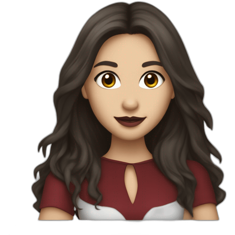 Elena gilbert vampire diares with  long hair and t shirt boutom by Nina dobrev emoji