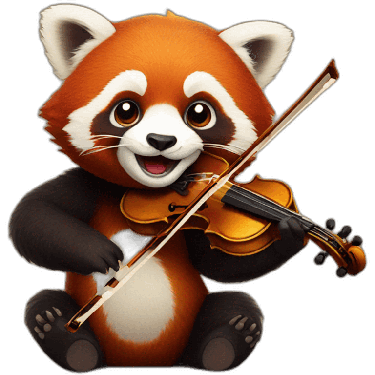 A red panda playing violin emoji