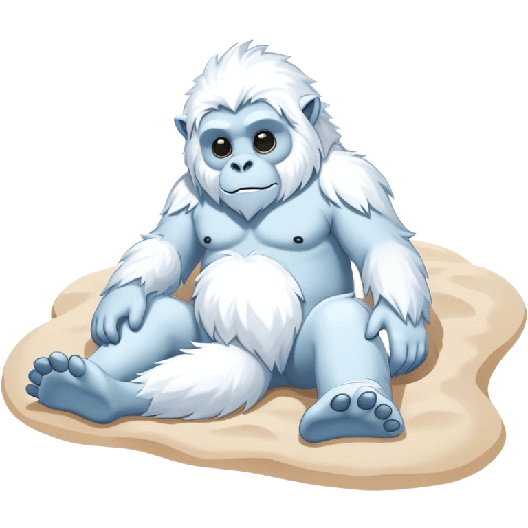 Yeti laying down on the beach  emoji