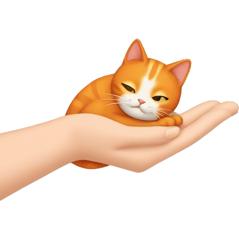 Orange cat with a human hand patting the back emoji