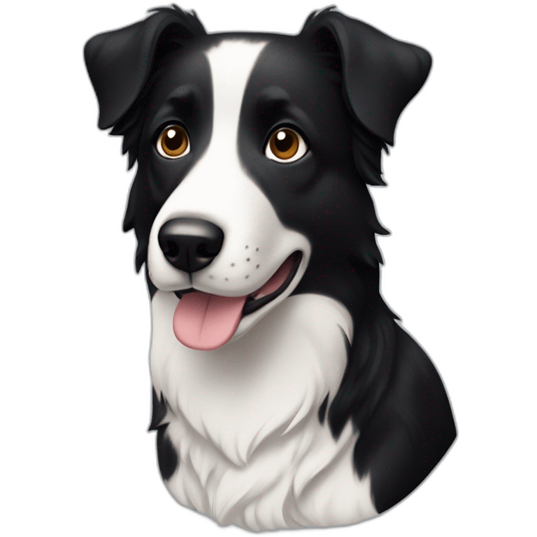 dog, short-hair, black-hair, white-chest, white-stripe-down-face, black-face, black-head, border-collie, mcnab emoji