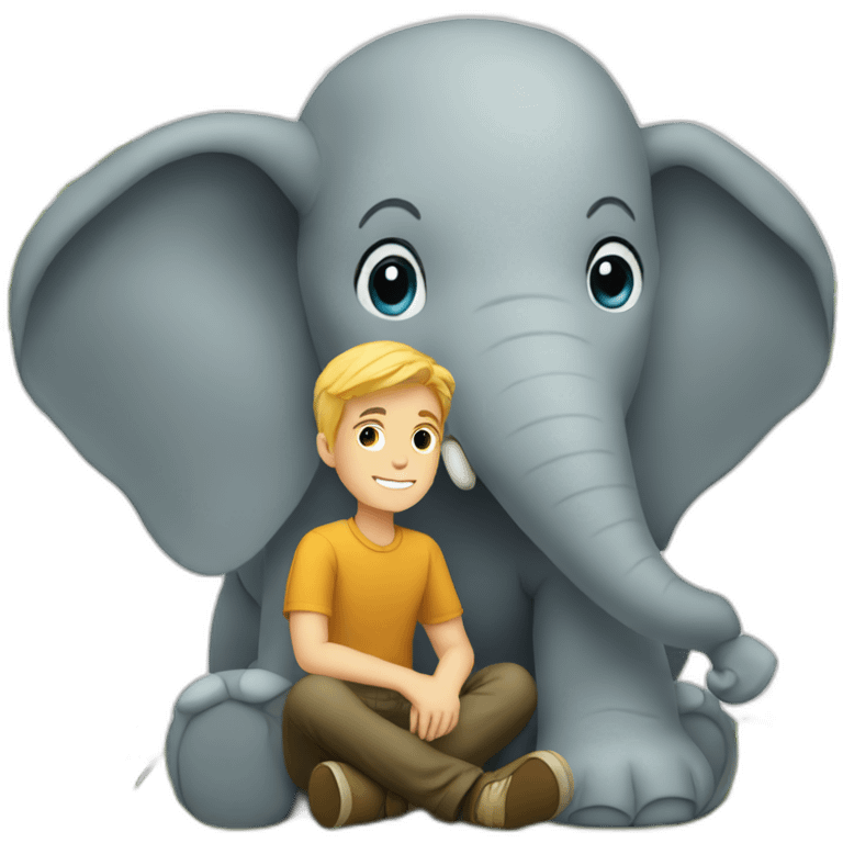 young white man sitting on an elephant emoji