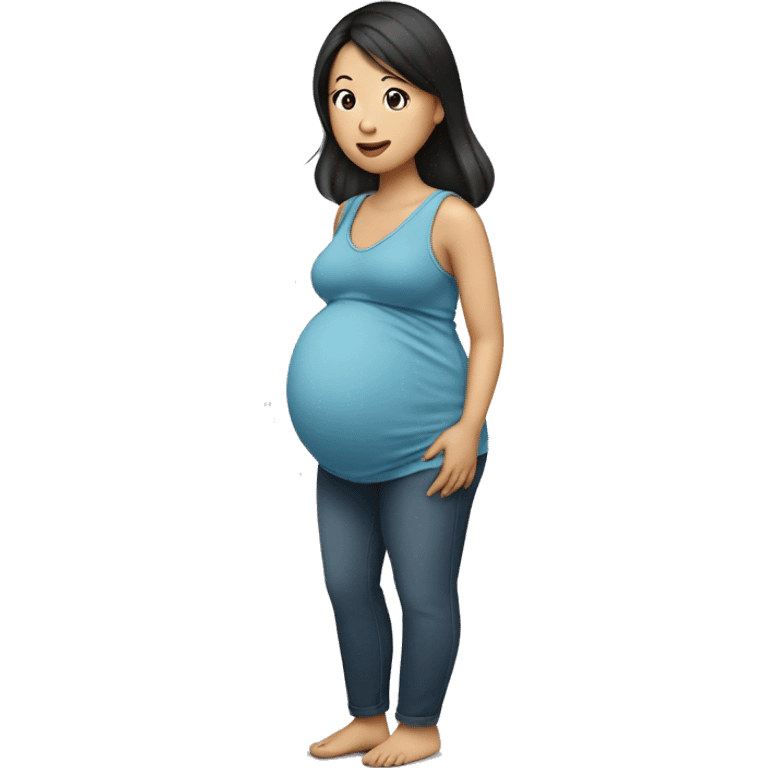 Pregnant woman looks asian emoji