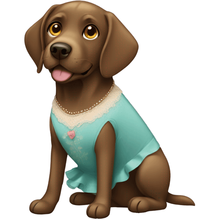 Brown Labrador in a dress emoji