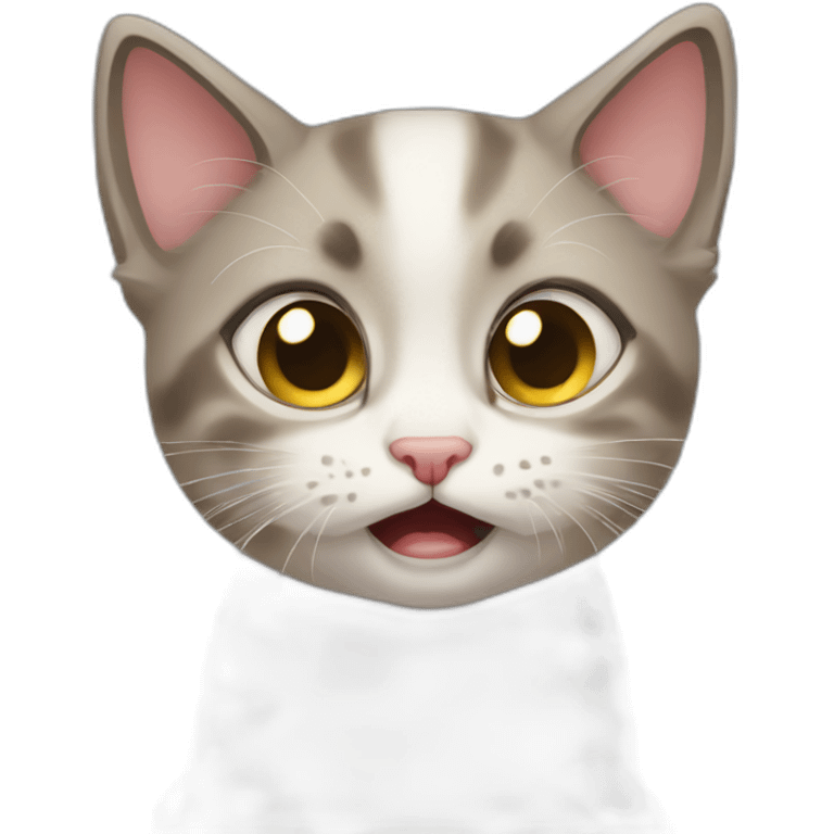 Anxious and paranoid kitten emoji