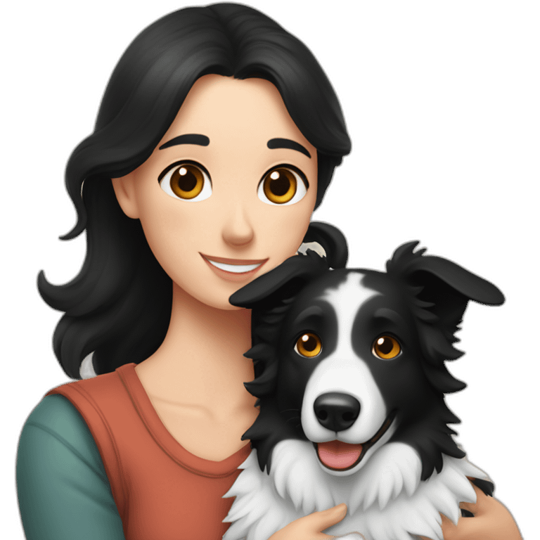 Border-collie-cuddling-with-woman emoji