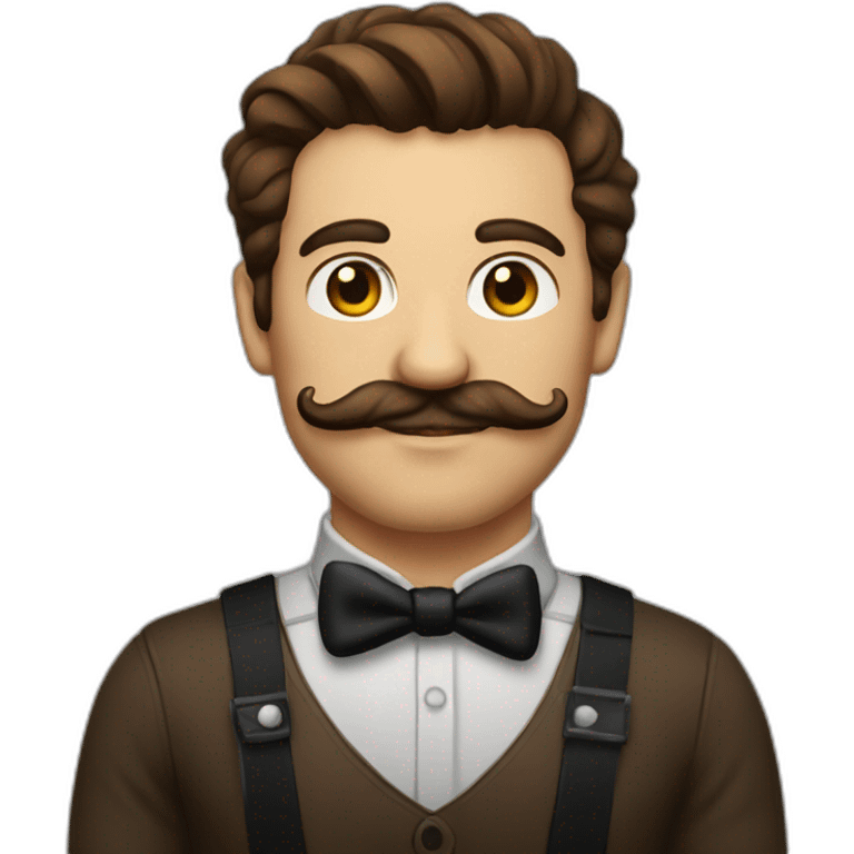 Brown haired and mustach tattoo artist emoji