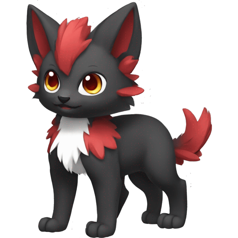 Cute cool black red animal hybrid Fakemon full body emoji