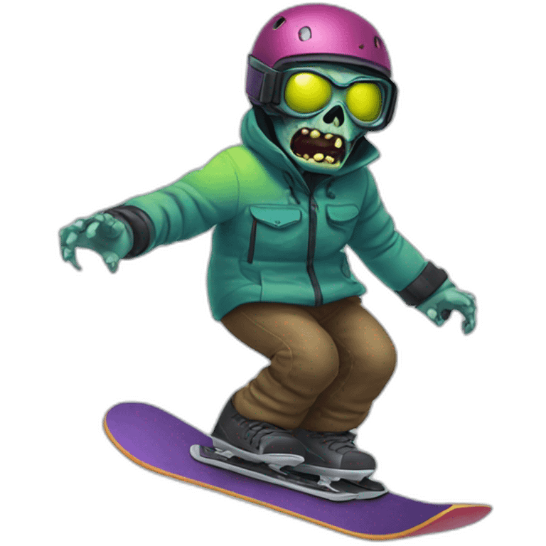 Zombie practicing snowboarding emoji