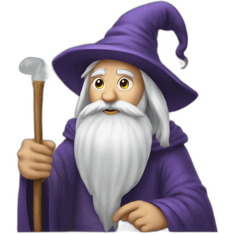 wizard thinking face holding a chalk emoji