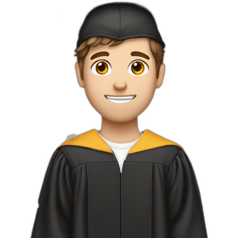 graduate Male Brown Hair with confetti emoji emoji